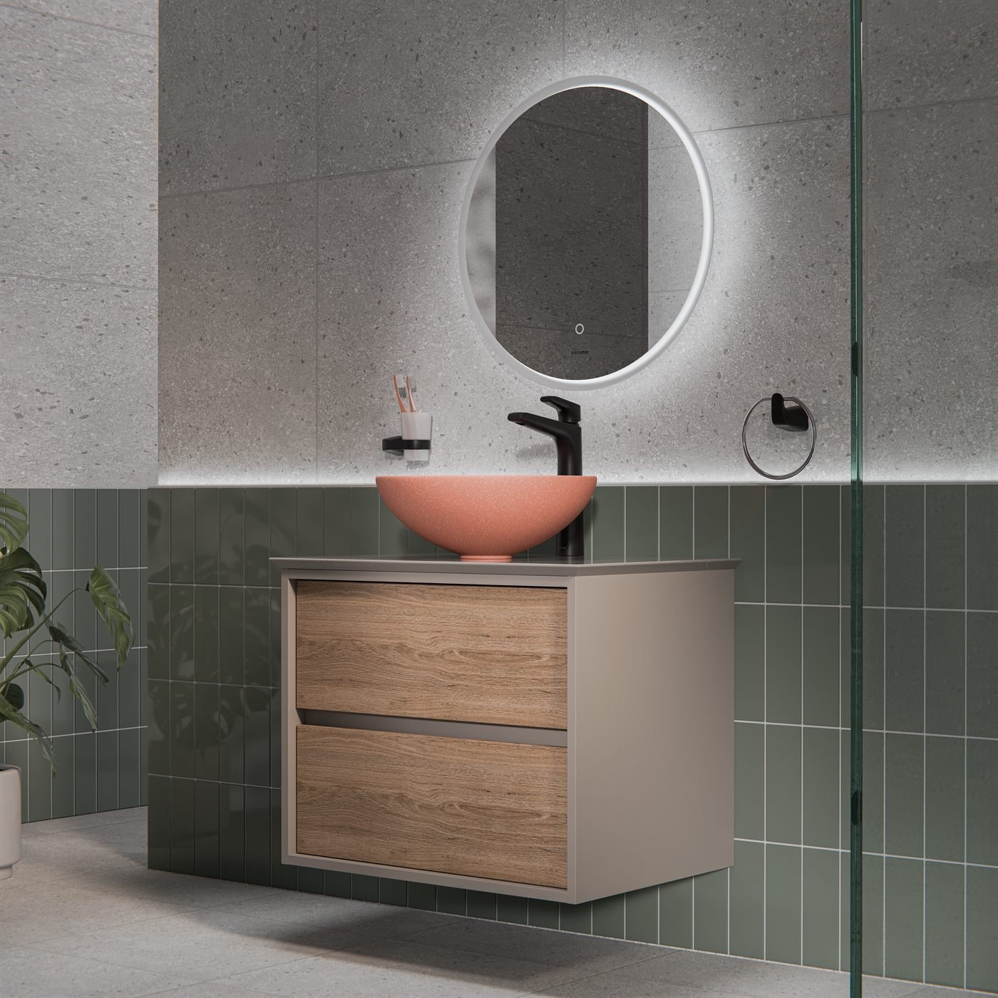 Mueble de bano color nogal