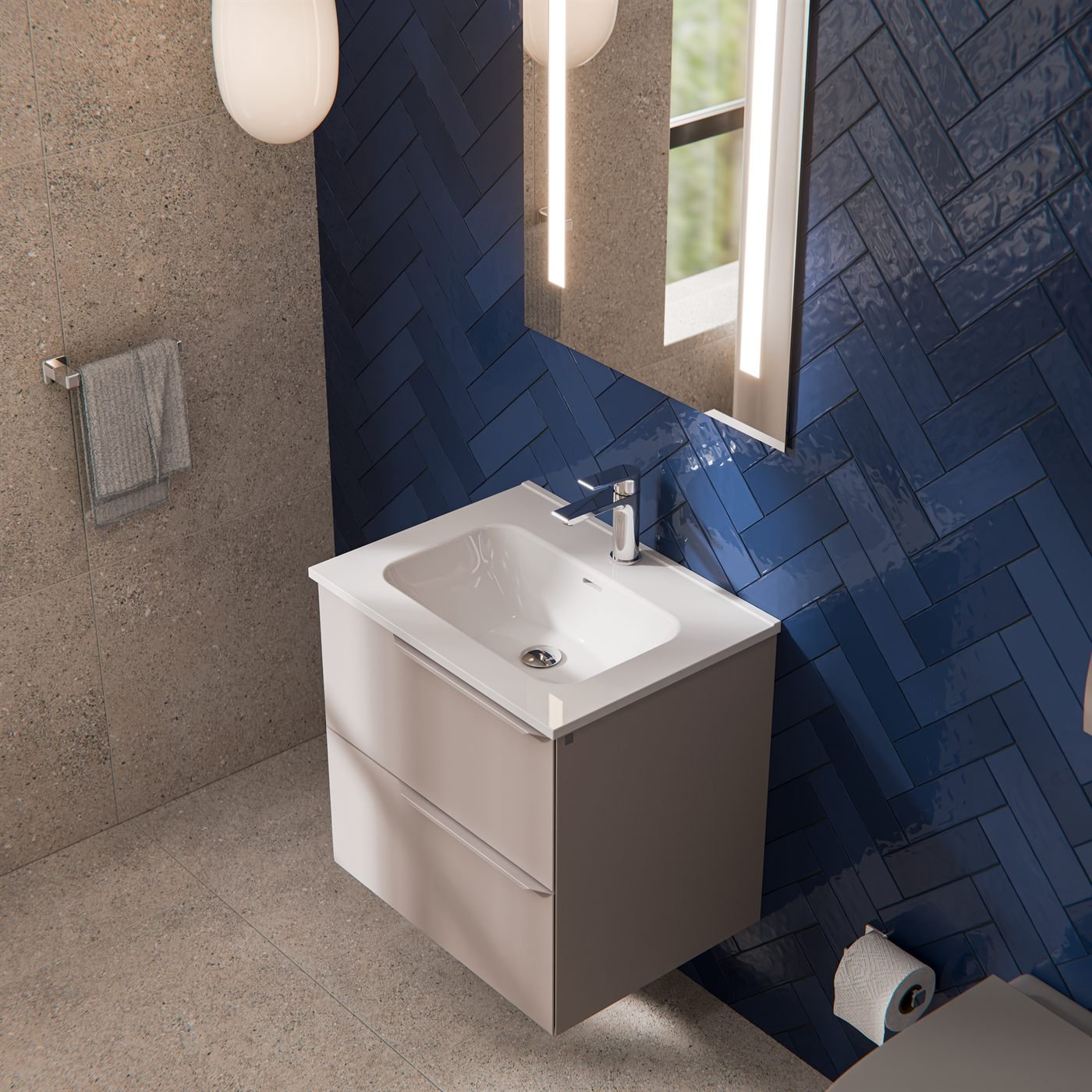 Mueble de bano blanco con cajon